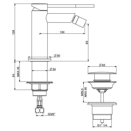 Смеситель Gattoni CIRCLE TWO 9150/91SG на биде золото - фото 2