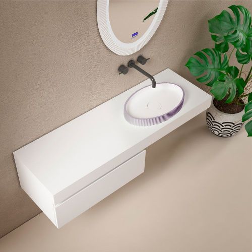 Раковина из искусственного камня Abber STEIN AS2603Violett 50х30 накладная цвет фиолетовый без отверстий под смеситель - фото 2