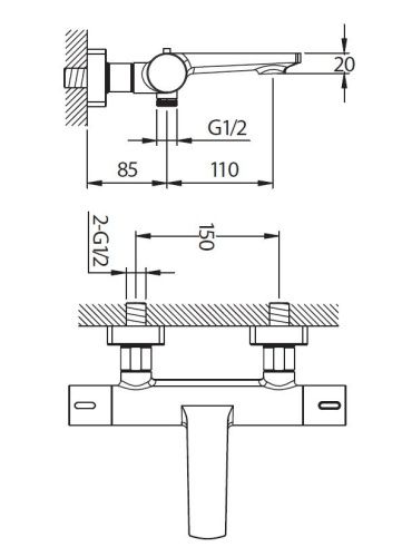 Смеситель для ванны Creavit TS2505 настенный хром - фото 2