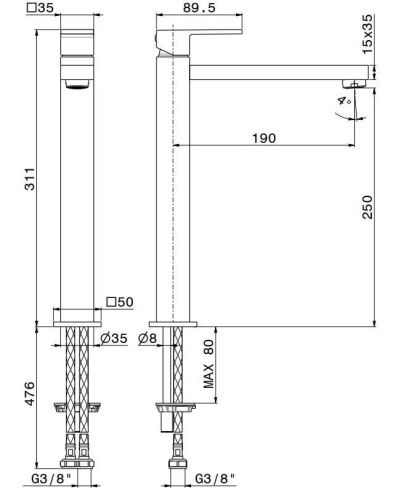 Смеситель для раковины Kerama Marazzi FUTURA 66419KM.01.093 на столешницу черный - фото 2