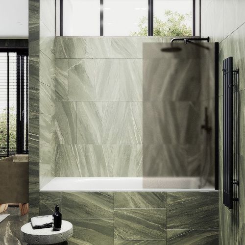 Душевая шторка на ванну Maybah Glass MGV-77-6ш 90х140 стекло тонированное профиль черный ориентация универсальная