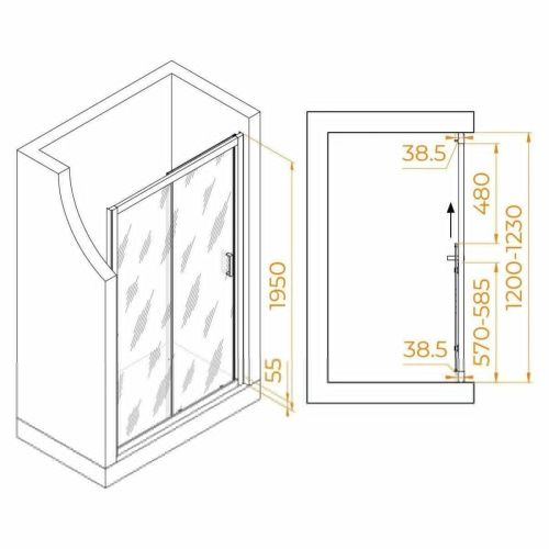 Душевая дверь RGW Passage 350801612-14 120х195 стекло прозрачное профиль черный - фото 3
