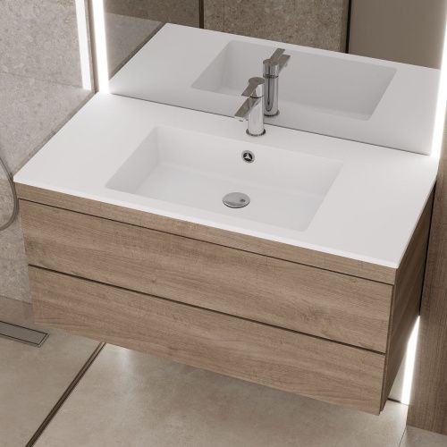 Раковина из искусственного камня Uperwood Megan 45481000004 100х50 полувстраиваемая цвет белый - фото 2