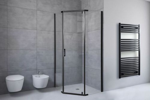 Душевой уголок Royal Bath TR RB9085TR-T-BL 90х85 стекло прозрачное профиль черный без поддона