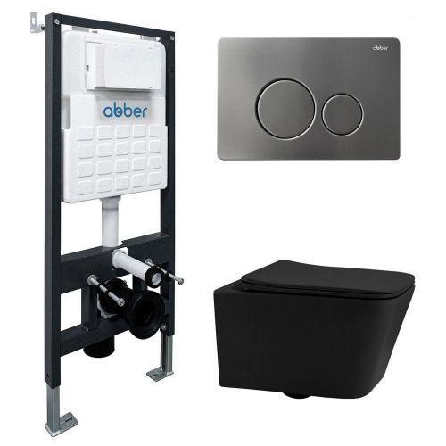 Комплект сантехническая инсталляция с клавишей смыва Abber Rechteck AC1201MB-AC0105-AC0121NG