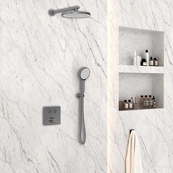 Душевая система Vincea VSFW-4212GM встраиваемая в стену цвет вороненая сталь