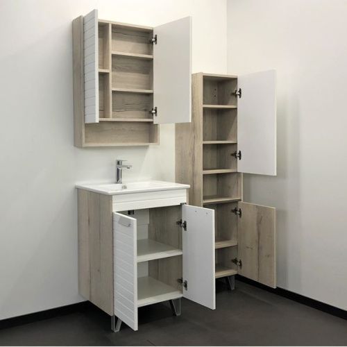 Шкаф-пенал Comforty Клеон 00-00003947CF 40х160 напольный цвет белый/бежевый - фото 4