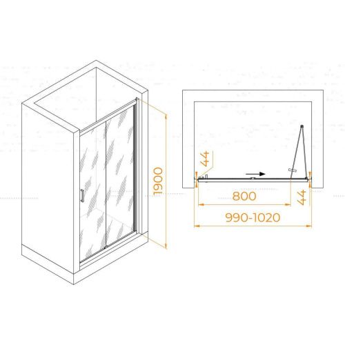 Душевая дверь RGW Passage 06082110-11 100х190 стекло прозрачное профиль хром - фото 2