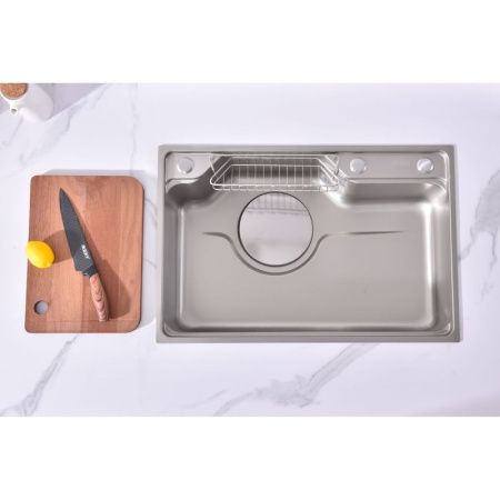 Кухонная мойка Fmark FSC7846L 80х45 цвет серый поверхность матовая