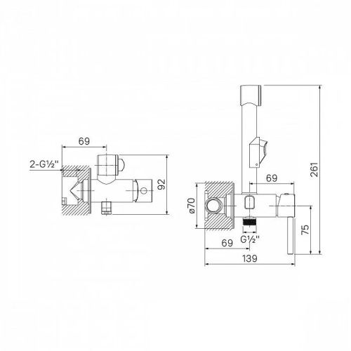 Гигиенический душ со смесителем Iddis Axes 003BLR0i08 черный - фото 2