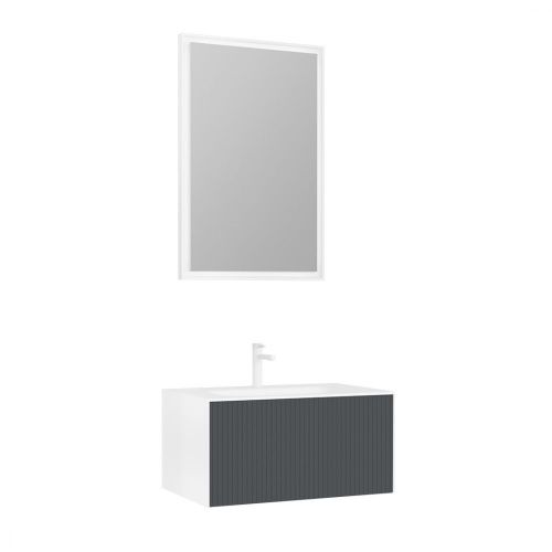 Тумба с раковиной Orka Cube 3000371 80х50 подвесная цвет черный/белый - фото 2