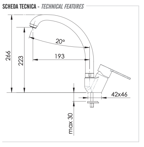 Смеситель для кухни Remer Winner W42 на столешницу хром - фото 2