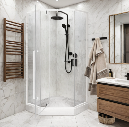 Душевой уголок Cerutti SPA C3AW 90х90 стекло прозрачное профиль белый без поддона - фото 3