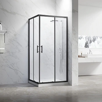 Душевой уголок Veconi Rovigo RV27B-10080-01-C8 100х80 стекло прозрачное профиль черный без поддона