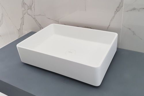 Раковина из искусственного камня Abber Stein AS2634 60х40 накладная цвет белый без отверстий под смеситель - фото 5