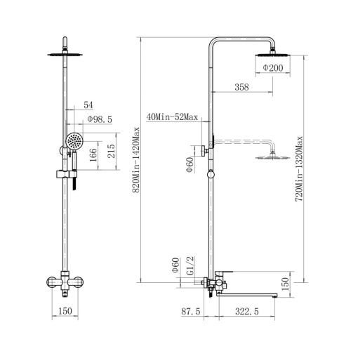 Душевая стойка Fashun A52401C настенная цвет серый - фото 3