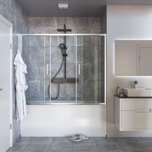 Душевая шторка на ванну Taliente TA-1714CP 170х140 стекло прозрачное профиль хром ориентация универсальная - фото 3