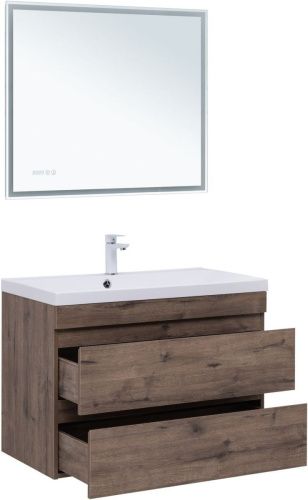 Тумба под раковину Aquanet Нота NEW 00334193 90х50 подвесная цвет коричневый - фото 4