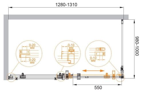 Душевой уголок Cezares STYLUS-M STYLUS-O-M-AH-1-130/100-C-Cr 130х100 стекло прозрачное профиль хром без поддона - фото 4