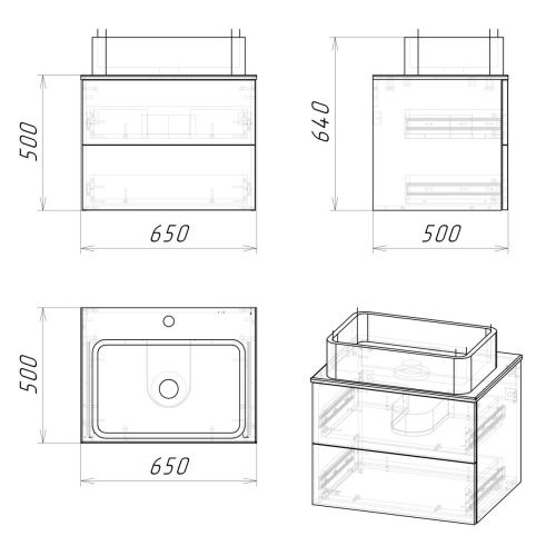 Тумба под раковину Grossman Альба 106502 70х50 подвесная цвет зеленый/бежевый - фото 4