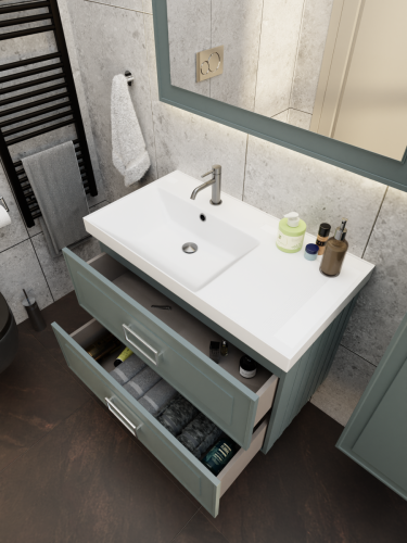 Тумба с раковиной La Fenice Cubo TWIN NFNC-01-CUB-G-90-2-1-90-2L 90х50 подвесная цвет серый - фото 5