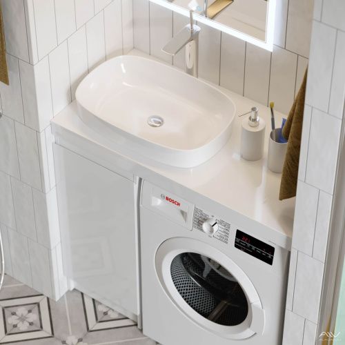 Тумба с раковиной Alavann Soft ALV0957000 100х50 напольная цвет белый - фото 3