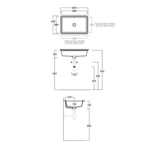 Раковина из сантехнического фаянса Simas Top E Lavabi D'Arredo S60 bi 60х40 встраиваемая цвет белый без отверстий под смеситель - фото 2