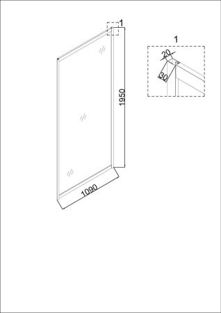 Боковая стенка Niagara Nova NG-A110G 110х195 стекло прозрачное профиль золото