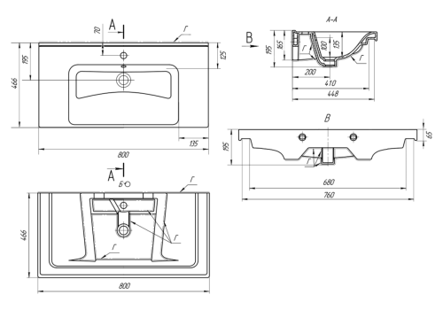 Раковина мебельная керамическая Dreja Harmonia 80 640207 80х50 накладная цвет белый - фото 4
