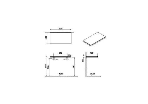 Столешница Vitra Stand 66635 90х50 подвесная цвет коричневый - фото 3