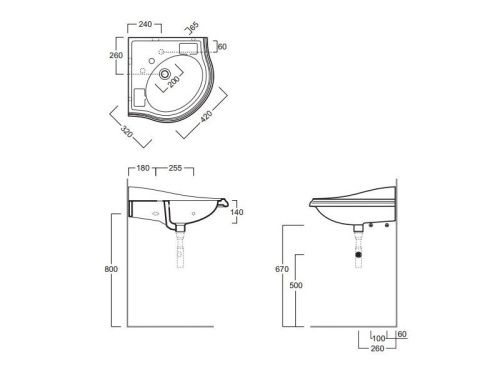 Раковина из сантехнического фаянса Simas AR 884 bia 1 hole 60х60 подвесная цвет белый - фото 3