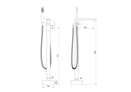 Смеситель Wonzon & Woghand Fit WW-88649009-CR напольный хром - фото 2