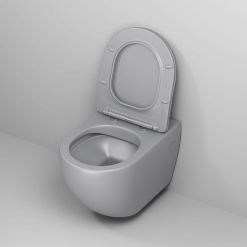 Унитаз подвесной Grossman Color GR-4411GLMS светло-серый с сиденьем безободковый каскадный смыв - фото 4