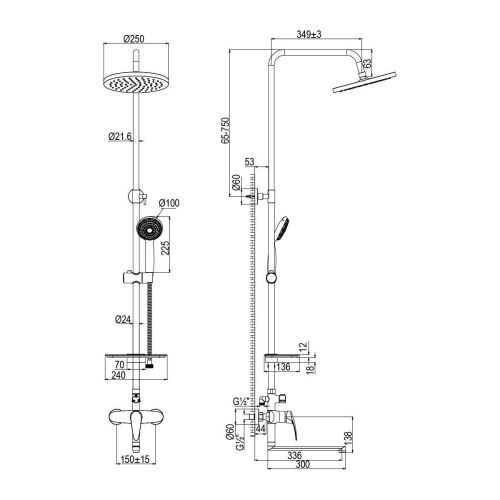 Душевая стойка LeMark Linara LM0462CF настенная цвет хром - фото 2
