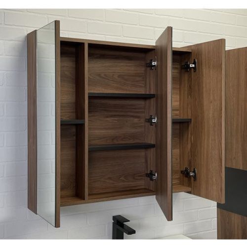 Зеркало-шкаф Comforty Соло 00-00010980CF 90х80 подвесной цвет коричневый - фото 3