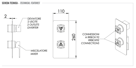 Смеситель для душа Remer Absolute AU92KBBG встраиваемый в стену золото