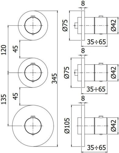 Смеситель для ванны с душем Paffoni Modular Box MDE018HGSP настенный золото с термостатом - фото 2
