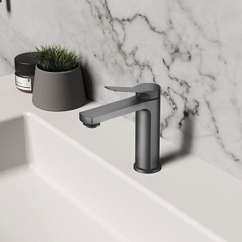 Смеситель Vincea Arco VBF-4AR01GM на раковину вороненая сталь