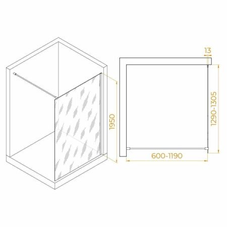 Душевая перегородка RGW Walk In 351001013-11 130х195 стекло прозрачное профиль хром