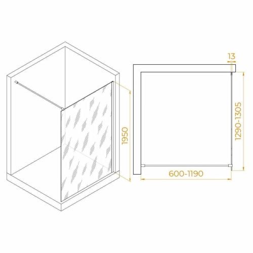 Душевая перегородка RGW Walk In 351001013-14 130х195 стекло прозрачное профиль черный - фото 2