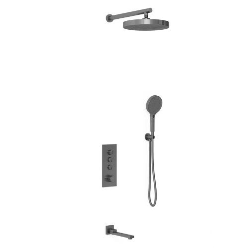Душевая система Vincea VSFW-433TI2GM встраиваемая в стену цвет вороненая сталь с термостатом - фото 2
