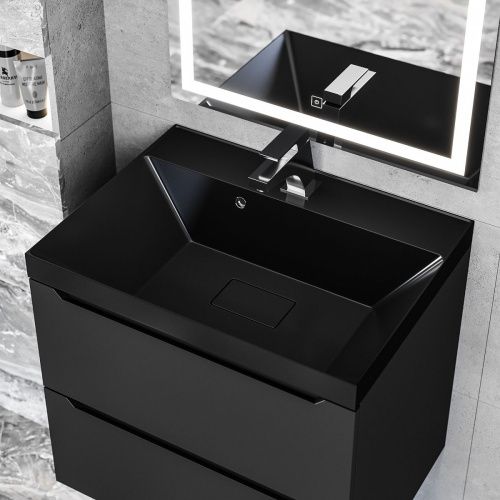 Раковина из искусственного камня Uperwood Classic New RClassicNew60bg 60х50 полувстраиваемая цвет черный - фото 2