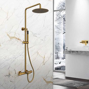 Душевая стойка Vincea Vogue VSFS-1V1TBG настенная цвет золото с термостатом