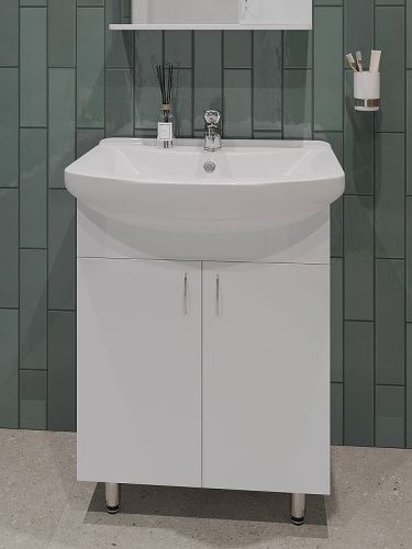 Тумба с раковиной Orange Лайт LA-60TUW+GR 60х40 напольная цвет белый - фото 2