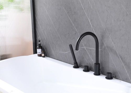 Смеситель Abber Wasser Kreis AF8113B на борт ванны черный - фото 2