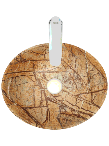 Раковина из сантехнического фаянса WeltWasser WW SK 10000004552 30 см накладная цвет бежевый/коричневый без отверстий под смеситель - фото 3