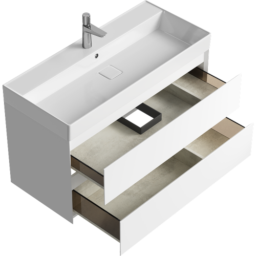 Тумба под раковину Aqwella Y GE01102WM 100х50 подвесная цвет белый - фото 2