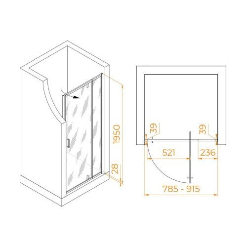 Душевая дверь RGW Passage 350800889-24 80х195 стекло матовое профиль черный - фото 5