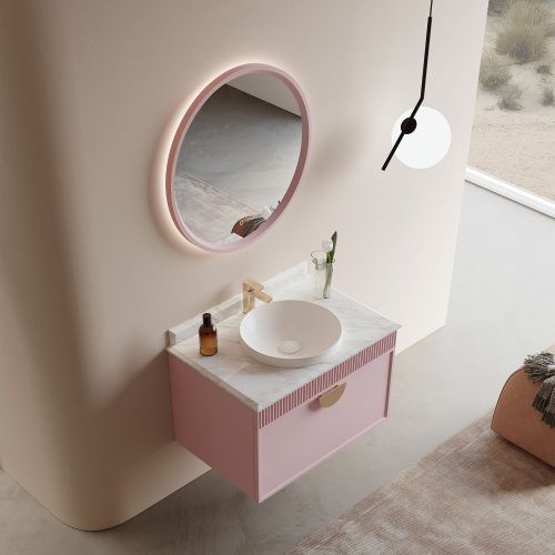 Тумба с раковиной Orka Molino 5004612 80х60 подвесная цвет розовый - фото 4