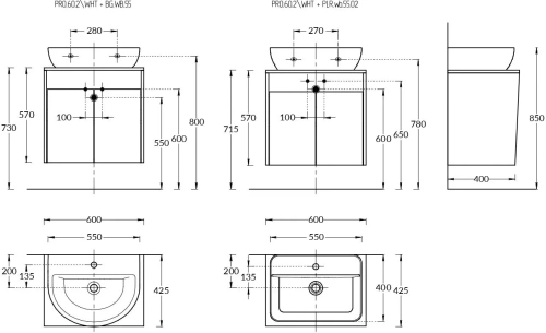 Тумба под раковину Kerama Marazzi PRO PRO.60.2\WHT 60х40 подвесная цвет белый - фото 2